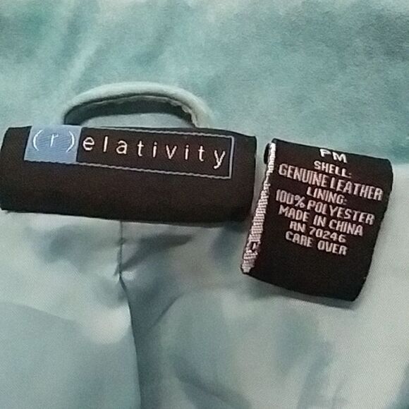 Suede Relativity Blazer Women's Jacket Sky Blue Fitted One Closure Y2K Fitted M - Picture 11 of 13